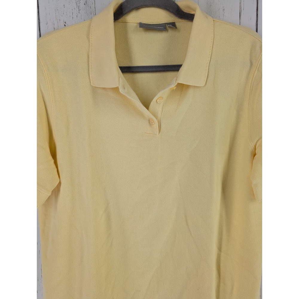 Croft Barrow‎ Size XL Womens Yellow Button Up Short Sleeve Cotton Polo Top - Picture 3 of 8